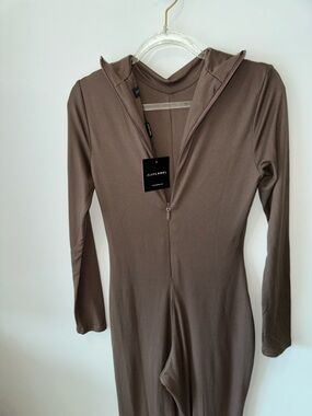 JLUXLABEL Chocolate Brown Long-Sleeve Bodycon Midi Dress